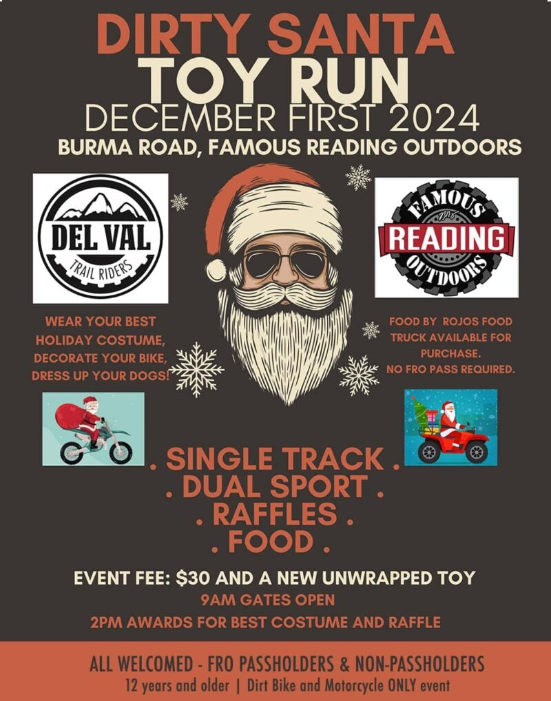 Dirty Santa Toy Run | Sunday, December 1st | Burma Location | Dirt Bikes & Motorcycles ONLY event