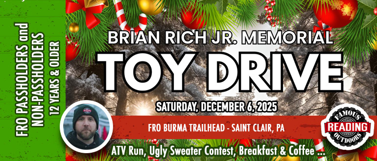 PURCHASE TICKETS - Brian Rich Jr. Memorial Toy Drive | Saturday December 6, 2025 | Burma Trail Head | FRO Passholders & Non-Passholders PURCHASE TICKETS - Brian Rich Jr. Memorial Toy Drive | Saturday December 6, 2025 | Burma Trail Head | FRO Passholders & Non-Passholders